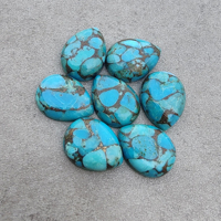 Pierres précieuses en turquoise bleue naturelle de qualité AAA+, cabochon à dos plat, taille poire calibrée, certifiées CNAS, faible MOQ, vente en gros