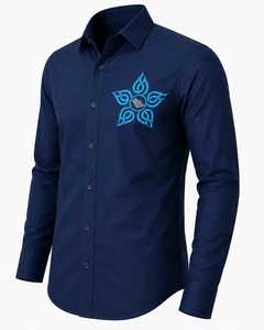 Chemise décontractée en coton tricoté bleu marine de qualité supérieure pour homme, broderie personnalisée du logo, manches longues - Product Image 4