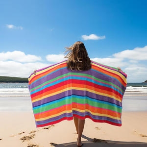 Juego de toallas de playa de baño de algodón 100% de alta calidad 600 GSM Extra grande altamente absorbente de secado rápido logotipo personalizado impreso OEM disponible - Product Image 3