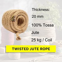 Cordes en jute naturelles torsadées de qualité supérieure 20 mm, qualité CB CRT, 100 % Tossa, fournisseur de cordes en jute naturelles Goodman Global Bangladesh
