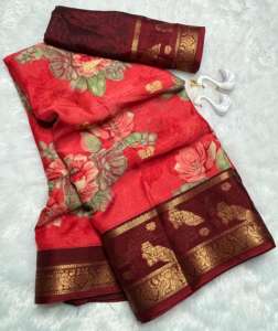 Sari en soie crêpe Primum pour femme avec tissage jacquard et motif Zari Butti sur toute la surface - En stock - Product Image 2