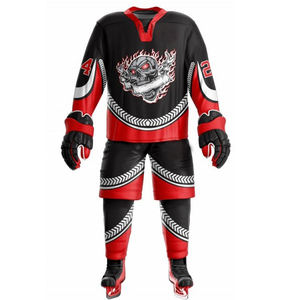 Logo personnalisé de haute qualité Conception de maillot de hockey sur glace OEM Uniforme Sublimation Impression haute visibilité Polyester Sports - Product Image 3