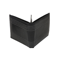 Dompet lipat kulit asli untuk pria, dompet lipat dua kulit asli dengan fitur RFID, desain ramping, penutup terbuka, tahan lama, dompet kartu kanvas