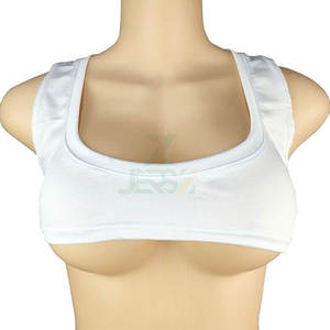 Débardeur de sport court pour femme, col rond, en polyester et coton tissé, respirant, sans couture, sexy, couleur unie, pour le yoga - Product Image 1