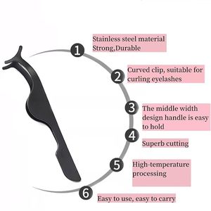 Pince à cils de précision en acier inoxydable, applicateur à pointe lisse pour l'application d'extensions de cils, logo personnalisé - Product Image 6