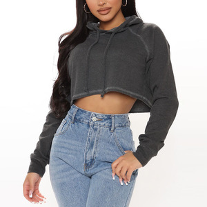 Alta Calidad Diseño Original Moda Sexy Crop Top Personalizado algodón mujeres sudaderas con capucha y sudaderas - Product Image 2