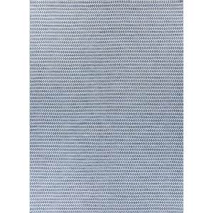 พรมขนสัตว์ผสมปอกระเจาสีน้ำเงินแบบทอเรียบ ทำมือ ขนาดใหญ่ 9x12 ฟุต รูปทรงสี่เหลี่ยมผืนผ้า ลายแบบนามธรรม สำหรับทางเข้าบ้าน โถงทางเดิน รุ่น Pdwl-334 - Product Image 1