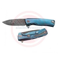 Couteau pliant Damas Couteaux à manche en titane Couteau pliant de chasse de camping personnalisé