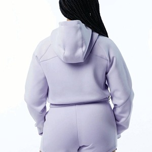 Ensemble de survêtement en coton épais personnalisé pour femmes Sweat à capuche Hardy Jogger et pantalon de survêtement avec col zippé et longue longueur pour l'hiver - Product Image 4