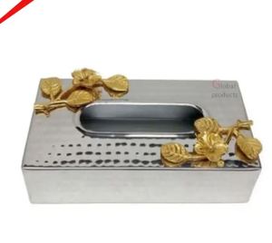 Boîte à mouchoirs finie en or 2025 la plus vendue avec un design de fleurs pour le restaurant et le bar de l'hôtel - Product Image 5