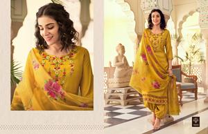 Imprimé organza dupatta avec dentelle fantaisie et tussle avec broderie et travail manuel en soie - Product Image 2