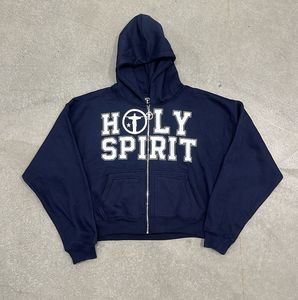 2024 sudaderas con capucha con logotipo personalizado para hombres, ropa de calle informal con cremallera de gran tamaño, sudadera de invierno multicolor de Color sólido, Tops - Product Image 3