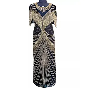 Designer Evening Party Wear Dress Beautiful Egyptian Design Hand Embroidered Fringed long Bodyfit dress in good price