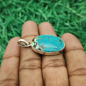 Collier pendentif Firoza tibétain naturel en argent sterling 925 gros pendentif Firoza tibétain fait à la main bijoux en argent sterling - Product Image 2