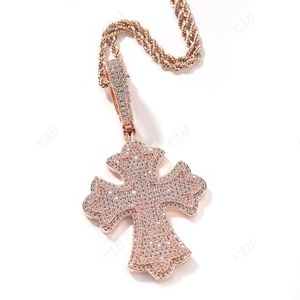 Nouveau Design Iced Out Hip Hop Croix Crist Pendentif Collier VVS Moissanite Argent Sterling Massif Plaqué Or Pendentif Personnalisé Pour Hommes - Product Image 1