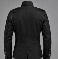 Veste en cuir noire pour homme, col montant, coupe ajustée, pour l'hiver