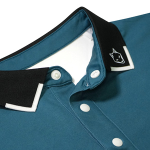 Chemises de golf personnalisées de haute qualité pour hommes – Spandex/Coton écologiques, séchage rapide, respirantes, avec bordure contrastante, anti-boulochage, manches courtes - Product Image 4