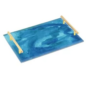 Serving Tray Platter With Sticker and Gold Metal Handle for <b>Restaurant</b> Food Serving Christmas Serving Tray - Product Image 1