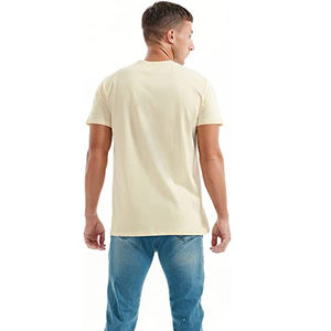 Camiseta para hombre de algodón puro, camiseta de manga corta de ajuste Regular, cómoda Camiseta de cuello redondo, Camiseta clásica suave de Color sólido, estampado de logotipo personalizado - Product Image 1