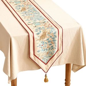 Soft linen table <b>runners</b> with delicate embroidery work adding charm dining table moments cozy family homes - Product Image 2