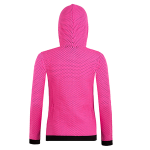 Women's <b>Pink</b> Hooded Zip-Up <b>Sweatshirt</b> With Dot Pattern And Side Pockets Breathable Knitted Polyester Spring Wear - Product Image 2