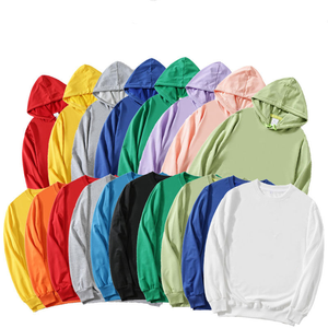 100% coton couleur unie décontracté hommes femmes court grande taille automne hiver sport pull à capuche polaire sweat presse à chaud - Product Image 2