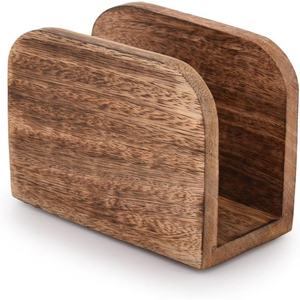 Elegante servilletero de madera de acacia natural organizador para decoración de comedor accesorio de mesa de madera sostenible ecológico - Product Image 6