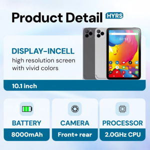 Tablette HYRS 10,<span class=keywords><strong>1</strong></span> pouces <span class=keywords><strong>Android</strong></span> 14, 16 Go de RAM, <span class=keywords><strong>1</strong></span> To de ROM, 4G LTE, Wi-Fi, pour professionnels et étudiants, entrepôt américain, livraison internationale Cainiao - Product Image 2