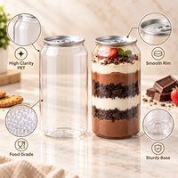 Vente en gros de canettes en PET transparentes de 330 ml avec anneau d'ouverture, canettes en plastique jetables pour jus, soda, bière, café