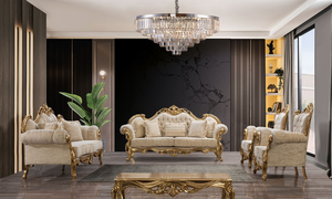 Fauteuil d'appoint de style baroque de luxe avec dossier capitonné et détails décoratifs dorés ornés - Product Image 5