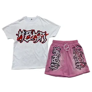 Conjuntos Deportivos Personalizados de Alta Calidad para Hombre, 2 Piezas, Pantalones Deportivos, Camisetas con Efecto Desgastado por el Sol, Conjunto de Dos Piezas con Pantalones Cortos para Hombre, Novedad 2026 - Product Image 1