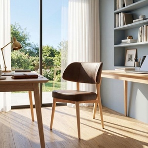 Chaise de bureau exécutive moderne avec accoudoirs réglables en hauteur et mouvement basculant, structure en bois, revêtement en cuir synthétique - Product Image 1