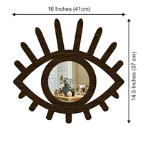 Mauvais œil en forme fabriqué avec miroir en bois de couleur noire vente directe d'usine du fabricant en gros