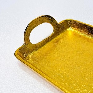 Plateau de service rectangulaire en aluminium doré Plateau en métal durable pour la maison Hôtel Mariage pour la vaisselle et le service des aliments - Product Image 4