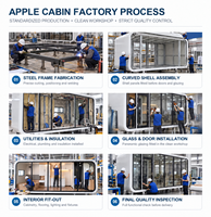 Cabane Apple à deux étages de 26 m² avec balcon et cadre rose, maison préfabriquée pour usage hôtelier, disponible dès maintenant