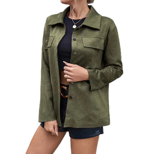 Veste longue en cuir véritable haut de gamme pour femmes en peau de mouton classique Moto style col montant coupe ajustée imperméable coupe-vent - Product Image 4