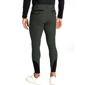 Pantalones de Montar para Hombre, Color Azul Marino, Corte Slim Fit, con Agarre Completo en el Asiento, Cierre de Botones, Cintura Media, Color Sólido, Ropa Ecuestre - Product Image 5