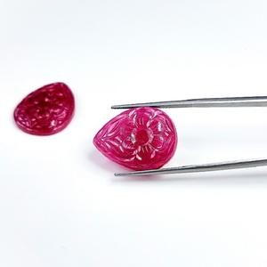 Hochwertiges 14,67 Karat <span class=keywords><strong>Ruby</strong></span> Carving Natural <span class=keywords><strong>Red</strong></span> Pear-Form Edelsteine Loose Pair Set für die Herstellung von Halsketten und Ohrringen - Product Image 6