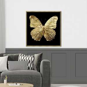 Impresión en Lienzo de Mariposa Dorada: Elegante Decoración de Pared de Lujo, Lienzo con Marco Dorado - Product Image 1