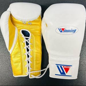 100% Genuine Cowhide Leather Professional Winning Boxing Gloves Custom Made with Lace-Up & Logo Sparring for Outdoor Use - Product Image 4