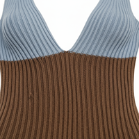 Robe midi moulante sans manches à col en V pour femme, en tricot texturé décontracté à rayures horizontales, personnalisable OEM/ODM