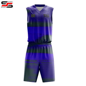 Maillots de basket-ball bleus en gros d'usine 2025-26/27, kits de basket-ball respirants de haute qualité avec logo personnalisé - Product Image 3