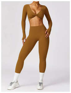 Ensemble de yoga et de sport pour femmes, manches longues, séchage rapide, ajusté, vêtements de sport et de course à pied - Product Image 2