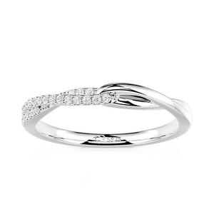 Bague de mariage Jeulia en argent sterling plaqué rhodium, motif nœud torsadé, pavée avec sertissage géométrique - Product Image 3