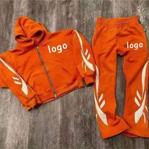 Venta al por mayor desgastado bordado verano Sweatsuit Sun Faded ácido lavado con capucha chándal con capucha conjunto - Product Image 6