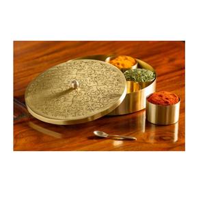 Top seller brass copper spice masala dabba handmade design brass <b>metal</b> spice masala <b>box</b> wholesale price from Jamsons - Product Image 6