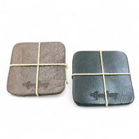 Sous-verres carrés en cuir de vachette 100 % faits main Geoffrey, 3 mm, antidérapants, durables, écologiques, résistants à la chaleur, design moderne