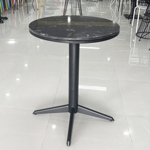 Modern Black Stone Top & Powder-Coated Iron <b>Leg</b> Round <b>Coffee</b> <b>Table</b> <b>for</b> Living Room CFD68073 - Product Image 5