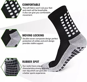 Calcetines de algodón deportivos unisex para hombre y mujer, venta al por mayor, tejido con agarre antideslizante y logotipo inferior para fútbol - Product Image 3