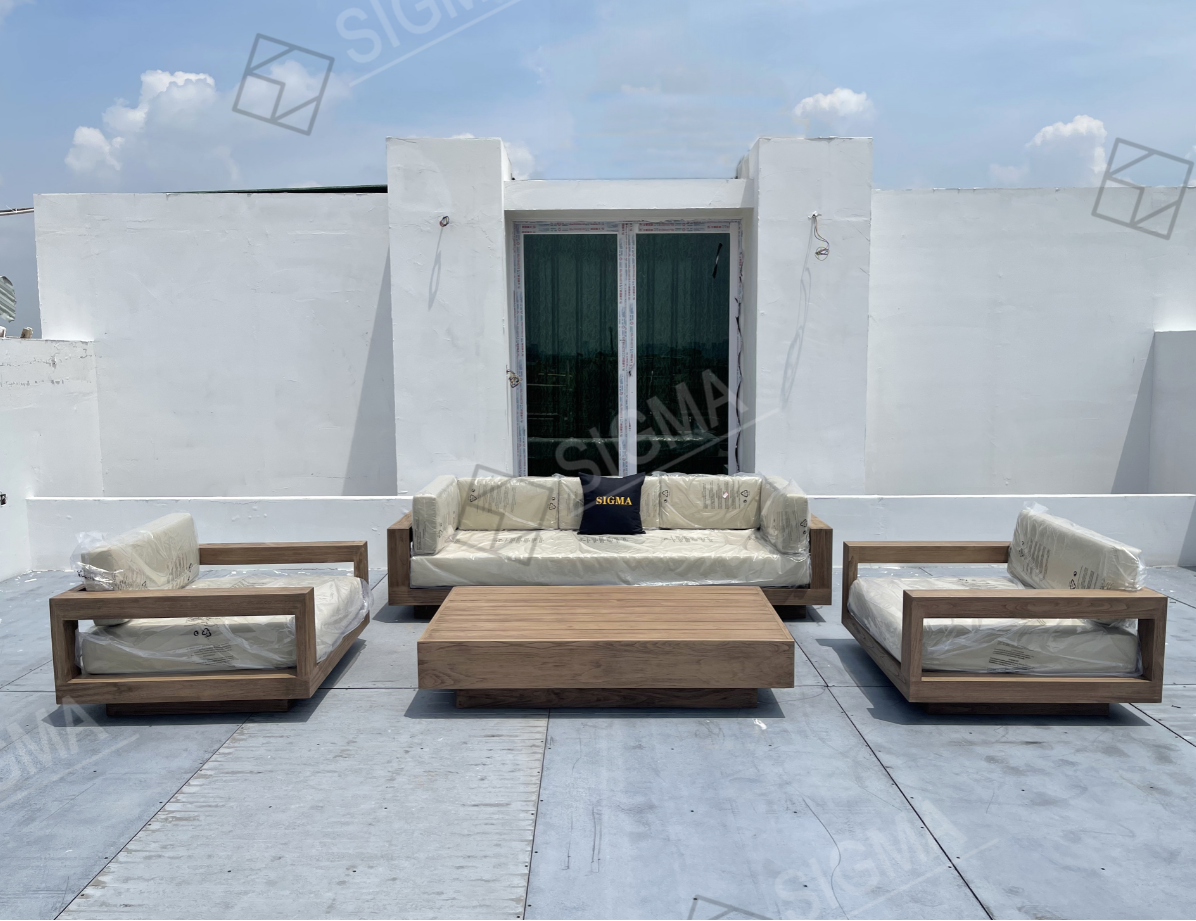 Sigma Living Outdoor Furniture Set Garden Sofa Set Furniture Sectional Sofa Teak Wood Furniture Teak Sofa Sets Garden Chair